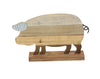 Benzara BM216415 Metal and Wood Frame Pig Sculpture with Stable Base, Brown
