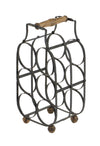 Benzara BM216420 6 Wine Bottle Metal Frame Holder, Black