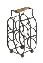 Benzara BM216420 6 Wine Bottle Metal Frame Holder, Black