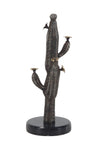 Benzara BM216423 Metal Frame Cactus Sculpture with Round Stable Base, Brown