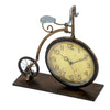 Benzara BM216427 Bicycle Design Metal and Wooden Frame Clock, Brass