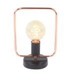 Benzara BM216436 Metal Frame Accent Lamp with Bulb, Rose Gold and Black