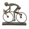 Benzara BM216438 Polystone Man Sculpture Riding Bicycle with Stable Base, Bronze