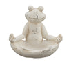 Benzara BM216444 Meditating Polystone Frame Frog Sculpture, Antique White
