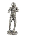 Benzara BM216446 Polystone Frame Football Player Sculpture with Stable Base, Silver