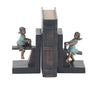 Benzara BM216449 Polystone Frame Boy and Girl Bookend Pair, Dark Brown