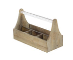 Benzara BM216450 Wooden Frame Wine Bottle Holder with Acrylic Handle, Brown