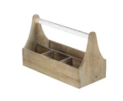 Benzara BM216450 Wooden Frame Wine Bottle Holder with Acrylic Handle, Brown