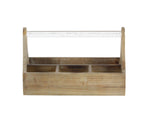 Benzara BM216450 Wooden Frame Wine Bottle Holder with Acrylic Handle, Brown