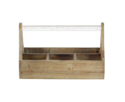 Benzara BM216450 Wooden Frame Wine Bottle Holder with Acrylic Handle, Brown