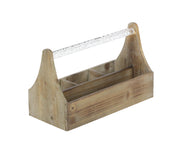 Benzara BM216450 Wooden Frame Wine Bottle Holder with Acrylic Handle, Brown