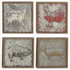 Benzara BM216451 Wood and Metal Farmhouse Animal Wall Plaques, Assortment of 4, Gray