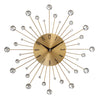Benzara BM216452 Round Metal Frame Wall Clock with Sunburst Design, Gold and Silver