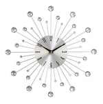 Benzara BM216453 Round Metal Frame Wall Clock with Sunburst Design, Silver