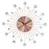 Benzara BM216454 Round Metal Frame Wall Clock with Sunburst Design, Copper and Silver