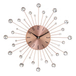 Benzara BM216454 Round Metal Frame Wall Clock with Sunburst Design, Copper and Silver