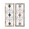 Benzara BM216463 Scroll Design Wood and Metal Wall Panel, Assortment of 2, Black and Brown