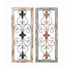 Benzara BM216463 Scroll Design Wood and Metal Wall Panel, Assortment of 2, Black and Brown