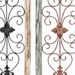 Benzara BM216463 Scroll Design Wood and Metal Wall Panel, Assortment of 2, Black and Brown