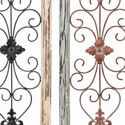 Benzara BM216463 Scroll Design Wood and Metal Wall Panel, Assortment of 2, Black and Brown