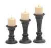 Benzara BM216471 Traditional Style Wood Candle Holder, Set of 3, Black