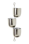 Benzara BM216475 3 Tier Metal Hanging Planter with Round Pots, Silver