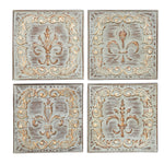 Benzara BM216480 Square Metal Wall Decor with Filigree Design, Assortment of 4, Bronze