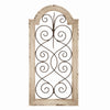 Benzara BM216482 Wood and Metal Wall Panel with Scroll Design, Antique White and Black