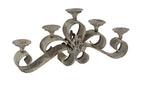 Benzara BM216483 23 Inch Metal Candle Holder with Scrollwork Frame, Light Bronze