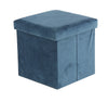 Benzara BM216487 Contemporary Style Fabric Upholstered Storage Stool, Blue