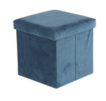 Benzara BM216487 Contemporary Style Fabric Upholstered Storage Stool, Blue