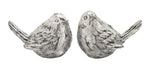 Benzara BM216491 Polystone Bird Figurine with Distressed Details, Set of 2, Silver