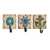 Benzara BM216500 Nautical Wall Hook with Distressed Details,Set of 3,Antique White