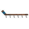 Benzara BM216501 Wood and Metal Hockey Wall Hook with Typography, Brown and Blue