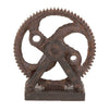 Benzara BM216504 Polystone Molded Gear Sculpture with Distressed Details, Brown