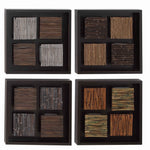 Benzara BM216509 Square Shaped Wooden Wall Decor with Arranged Planks, Assortment of 4,Black