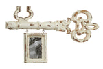 Benzara BM216514 Key Shaped Wooden Wall Decor with Distressed Detail, Antique White