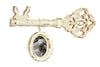 Benzara BM216515 Key Wooden Wall Decor with Oval Frame and Distressed Details,Antique White