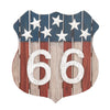 Benzara BM216516 Shield Design Wooden Wall Decor with US Flag Print, Red and Blue