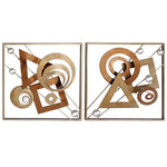 Benzara BM216517 Square Metal Wall Decor with Geometric Design, Assortment of 2, Bronze