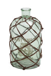Benzara BM216518 Aspirator Shaped Glass Bottle with Leatherette Criss Cross Case, Clear