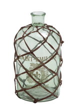 Benzara BM216518 Aspirator Shaped Glass Bottle with Leatherette Criss Cross Case, Clear