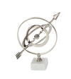 Benzara BM216523 Metal Armillary Sphere with Arrow and Ceramic Base, Silver