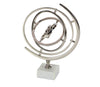 Benzara BM216524 Metal Armillary Sphere with Concentric Circles and Ceramic Base, Silver