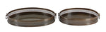 Benzara BM216530 Oval Shaped Metal Trays with Open Lattice Design Frame, Set of 2, Brown