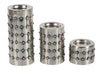 Benzara BM216534 Metal Round Shape Candle Holder with Studded Accents, Set of 3, Silver