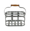 Benzara BM216544 Metal Wine Holder with Grid Design Frame and Wooden Handle, Silver