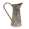 Benzara BM216547 Metal Watering Jug with Curved Handle, Galvanized Gray