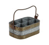 Benzara BM216549 Rectangular Shaped Metal Wine Holder with 6 Slots, Galvanized Gray