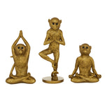 Benzara BM216552 Polyresin Yoga Monkey Figurine with Fur like Texture, Set of 3, Gold